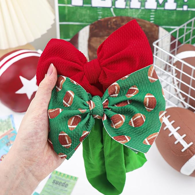 Baby Girl Football Headbands Hair Bows Super Bowl Girls Outfits Hair Accessories for Newborn Infant Toddler Baby Girl Football Outfit