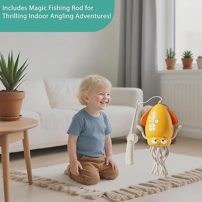Baby Stocking Stuffers 6-12 12-18 Months Boys Girls, Tummy Time Musical Crawling Dancing Squid Octopus Toy for 1 2 3 4 5 Year Old Kid, Toddler Birthday Christmas Gifts for Grandkids