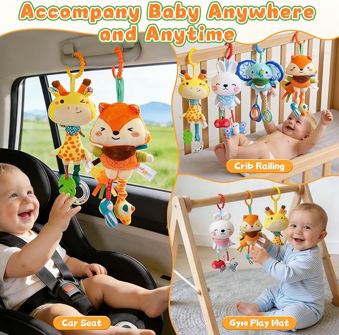 Baby Toys for 0 3 6 9 12 Months, Baby Hanging Toys, Car Seat Stroller Crib Gym Baby Rattle Toys with Teether for Newborn Infants Toddlers Baby Boys Girls Gifts