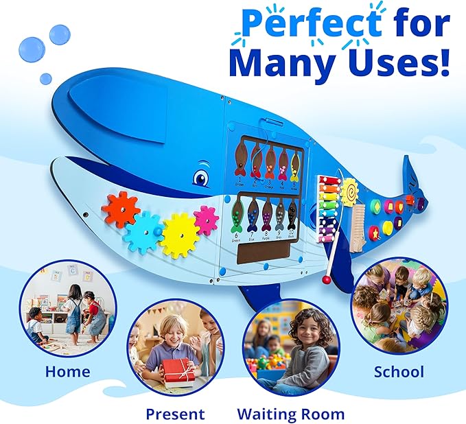 Molcey Sensory Wall Panel for Kids, Includes Removable Theme Stickers, Large Busy Board Wall Mounted Activity Board for Toddlers 1-3, Montessori Wall Toys Interactive Play Panel for Babies Ages 3-5