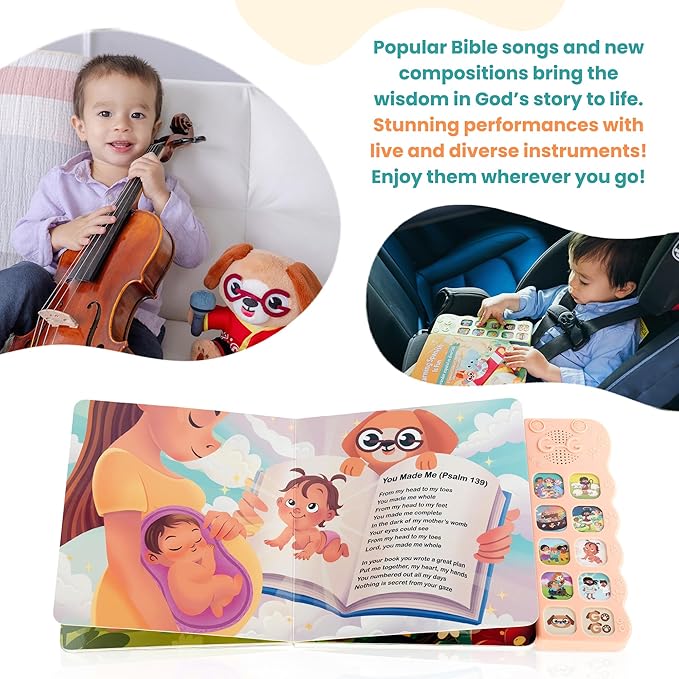 GO GO Bible Songs Bundle: 2 Christian Sound Books for Toddlers 1-5, 10 Songs Each, Interactive Baby Bible Books, Sing-Along Musical Learning, Religious Toys for Kids, Christian Gifts, and Praise Story