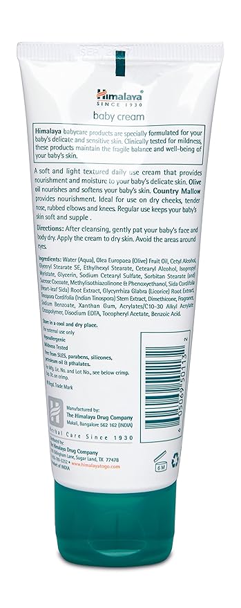 Himalaya Extra Soft & Gentle Baby Cream with Olive Oil and Country Mallow, Free From Parabens, Mineral Oil and Synthetic Colors, Dermatologist Tested, 3.38 oz (100 ml) 3 PACK