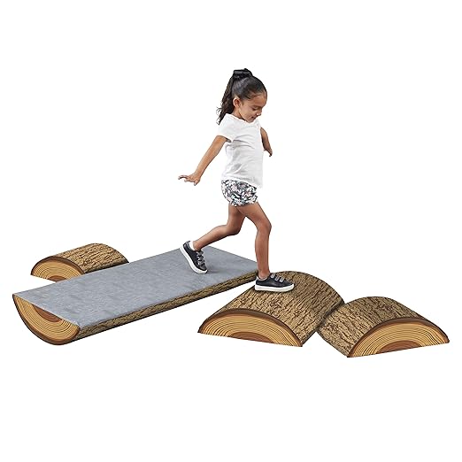 ECR4Kids SoftZone Tree Log Climber Set, Balance Builders, Chocolate, 4-Piece