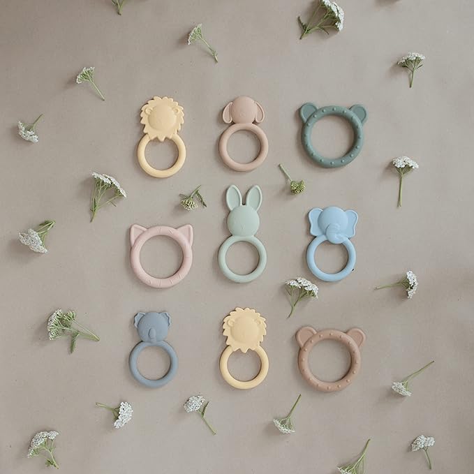 mushie Silicone Baby Teether Toy | Bear (Natural)