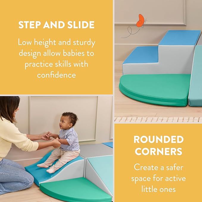 Little Haven Step & Slide Wall Climber, Indoor Playset, Contemporary, 6-Piece