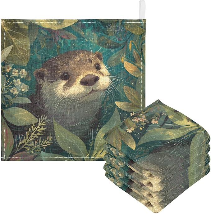 Newborn Face Towel Otter Soft Cotton Baby Washcloths 11.8 x 11.8 Inch Infants Girls Boys Muslin Burp Cloths 5 Pack