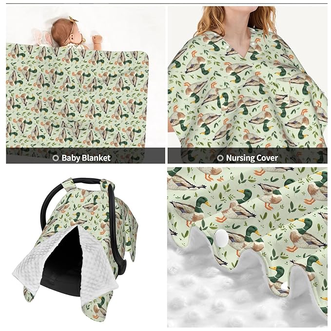 Cute Mallard Duck Baby Car Seat Canopy Nursing Cover for Newborn Car Seat Breastfeeding Covers Blanket Newborn Shower Gift