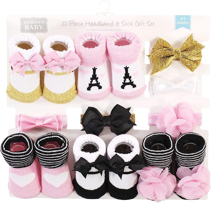 Hudson Baby Girl's Headband and Socks Giftset
