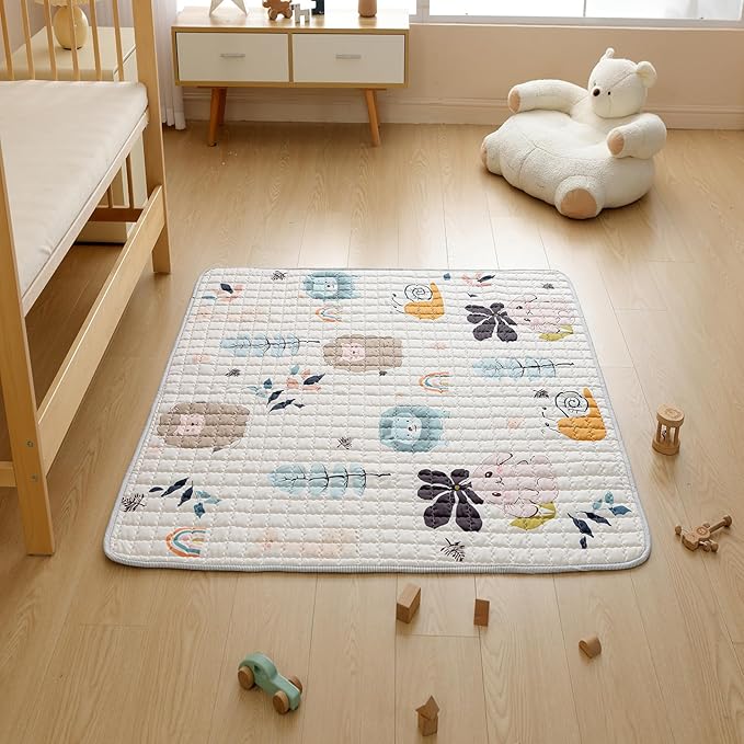 Baby Play Mat,50x50 Play Mat for Floor, Soft Thick Baby Floor Play Mat for Infants, Babies, Toddlers Tummy Time,Baby Crawling Mat,Machine Washable Cushioned for Playpen,Animals