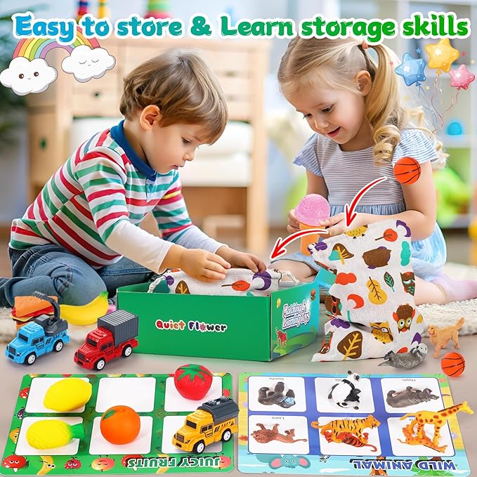 Quiet Flower Sorting Toys for Toddlers, Baby Boy Easter Basket Stuffers Gifts Sensory Toys for Kids Age 3 4 5, Girls Montessori Toy, Preschool Learning Activities Education Toys