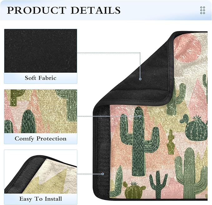 2 Pack Boho Cacti Mountains Sun Seatbelt Covers Seat Belt Cover Pad for Adults Boys Girls Car Seat Strap Covers Pads Cushion Universal Shoulder Strap Pad Protector for Backpack Camera Bag 10x7.7Inch