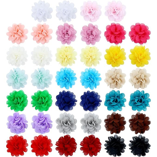 Cinaci 40 Pieces 5cm/2" Solid Chiffon Flower Hair Clips Barrettes Non Slip Floral Hair Pins Accessories for Baby Girls Toddlers Kids Teens