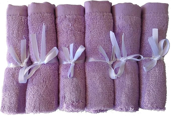 BY LORA Soft Face Cloths for Newborn, Absorbent Bath Face Towels, Baby Wipes, Burp Cloths or Face Towels, 6-Pack, Lavender
