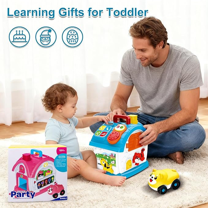 Learning Toys for 1 Year Old Boy Gift, Muscial Toys for Toddler 1-3, Educational Toy Baby 12-18 Months with Mirror, Play Phone, 1st First Birthday for Grandkids