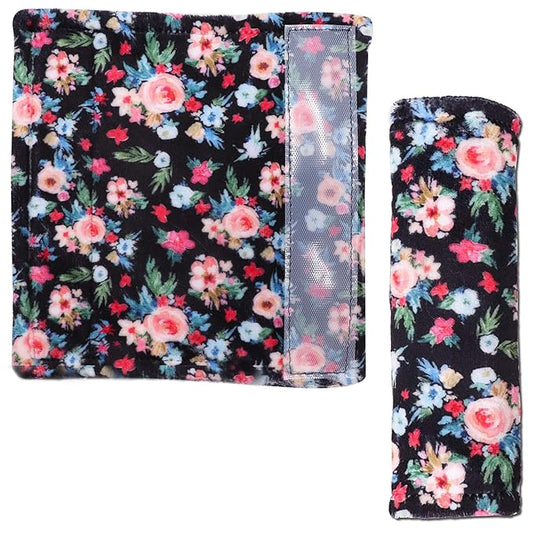 Baby Car Seat Belt Covers for Boys and Girls, Car Seat Straps Shoulder Pads, Soft Car Seat Neck Cover, Mink Seat Belt Protectors for Car Seats, Floral Stroller Strap Cover for Baby Kids