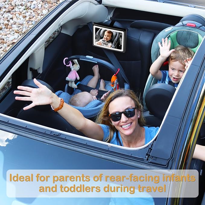 Baby Car Mirror with Light - Remote Control, 360° Adjustable, Shatter Resistant Car Seat Mirror - Clear Night Vision, Easy Installation for Rear Facing Infants