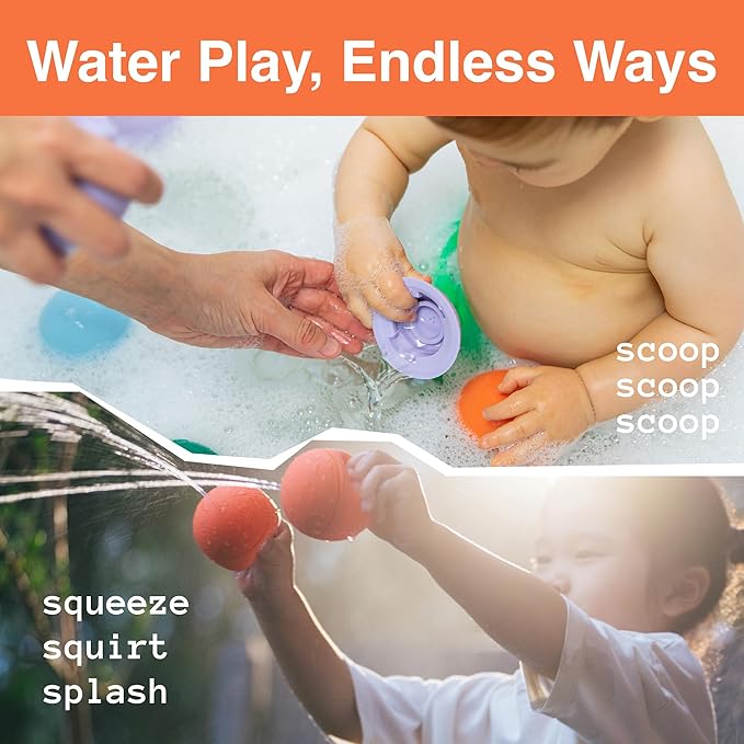 b is for Ball® Food Grade Silicone Sensory Baby & Toddler Ball | teether | squirty Bath Toy | Stacking Toy | Montessori Toy | Dishwasher Safe | 6 Months+ | 2 Ball Set