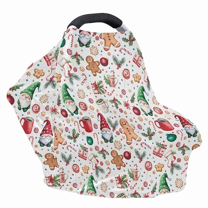 AFPANQZ Christmas Day Stretchy Baby Car Seat Covers Nursing Breastfeeding Cover Breathable Multiuse Infant Carseat Canopy Stroller Cover Scarf All Seasons