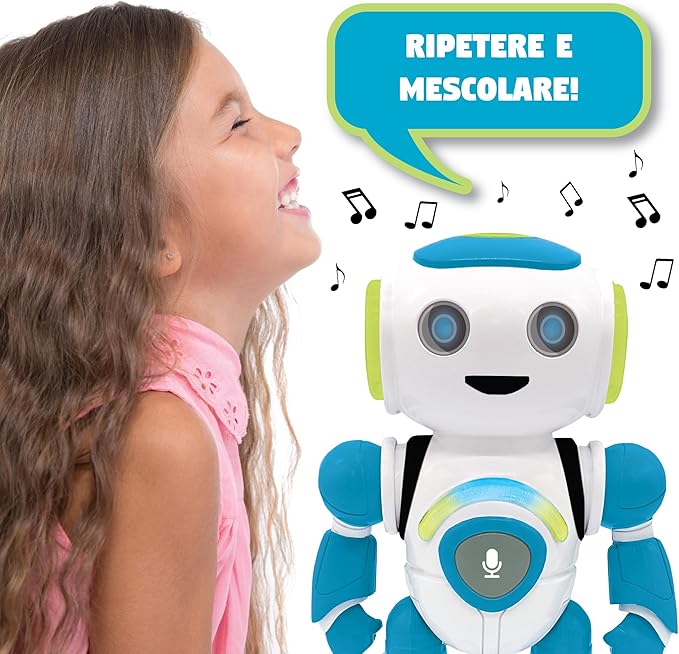 Lexibook Lexibook-ROB20IT Powerman Jr. Intelligent Interactive Robot for Reading in the Mind Toy for Kids Dancing Music, Blue, Color