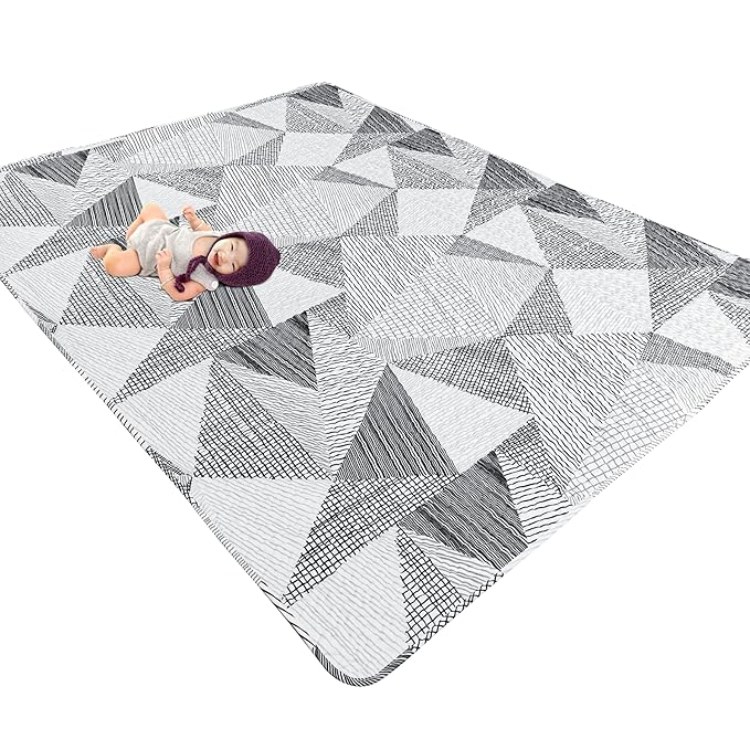 TANOSHII® Baby Play Mat for 79"x59" Playpen, Machine Washable Kids Mat, Cotton,Foldable Crawling Mat for Floor,One-Piece Crawling Mat Non Slip Baby Mat for Floor,Portable Travel (Stripe)