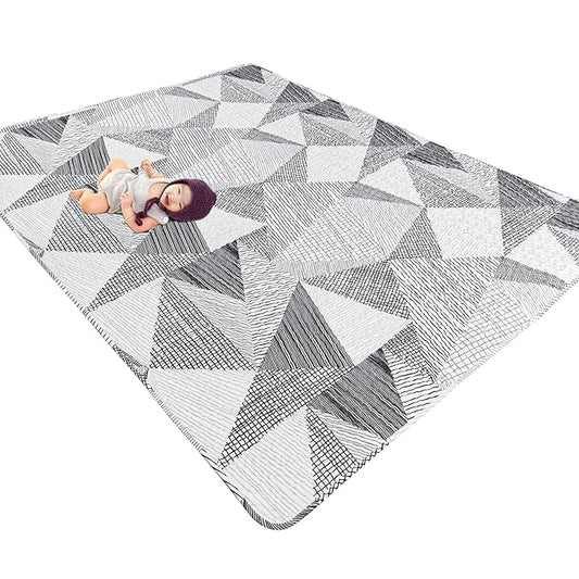 TANOSHII® Baby Play Mat for 79"x59" Playpen, Machine Washable Kids Mat, Cotton,Foldable Crawling Mat for Floor,One-Piece Crawling Mat Non Slip Baby Mat for Floor,Portable Travel (Stripe)