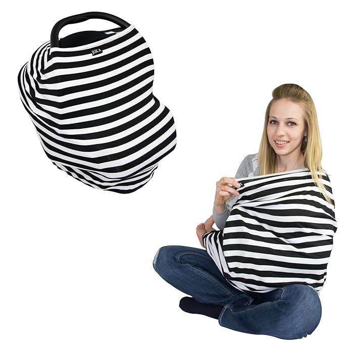 JLIKA Baby Car Seat Covers - Stretchy Infant Canopy and Nursing Cover for Breastfeeding Newborns Infants Babies Girls Boys Best Shower Gift Maternity Apron Infinity Scarf carseats (Aqua)