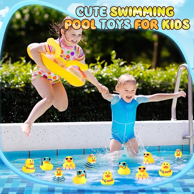 Honoson 36 Pcs Summer Beach Rubber Duckies Bulk Mini Rubber Duck Bath Toys Float Bathtub Ducky Cute Squeaky Ducky for Classroom Carnival Summer Birthday Baby Shower Party Favor (Yellow Series)