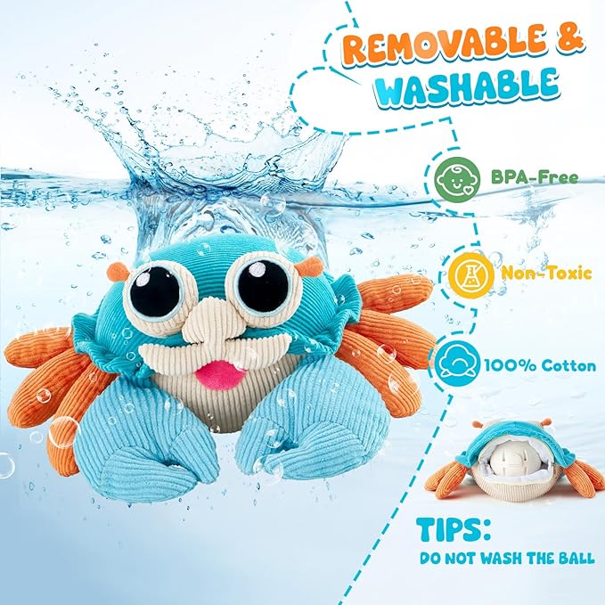 Golray Baby Crawling Toys 12-18 Months, Musical Dancing Walking Moving Crab with Pure Cotton & 50 Songs, Tummy Time Baby Sensory Toys, Toddlers Girls Boys Birthday Gifts for Infants 1-3 Years Old