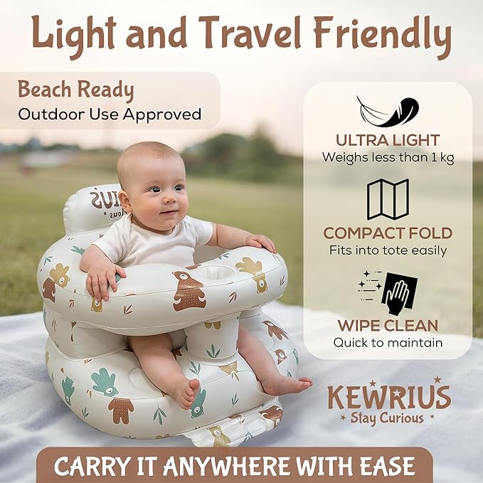 Inflatable Baby Seat with Soft Safety Barrier, Blow Up Baby Chair with Built in Pump for Babies