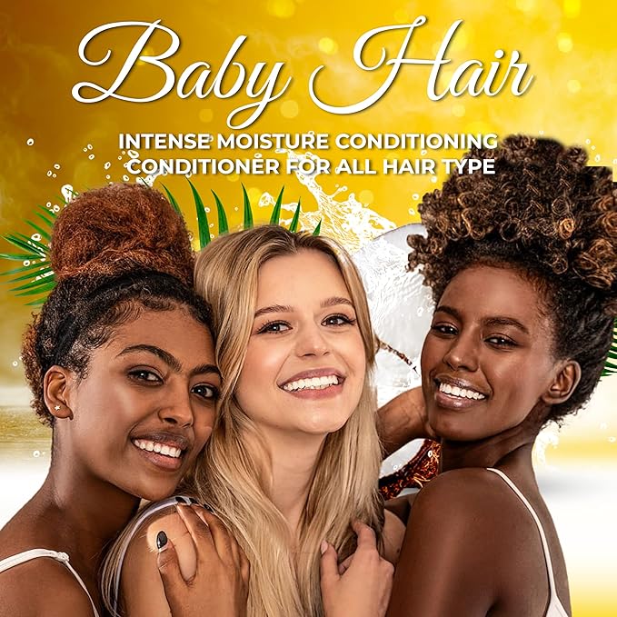 BABY HAIR, Intense Moisture, Nourishing Conditioner Vitamin E, Coconut Oil, Macadamia Oil and Hyaluronic Acid Vegan-friendly Sulfate-free Color-safe, 16.9 fl. Oz.