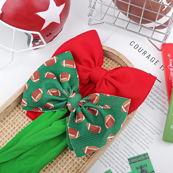 Baby Girl Football Headbands Hair Bows Super Bowl Girls Outfits Hair Accessories for Newborn Infant Toddler Baby Girl Football Outfit