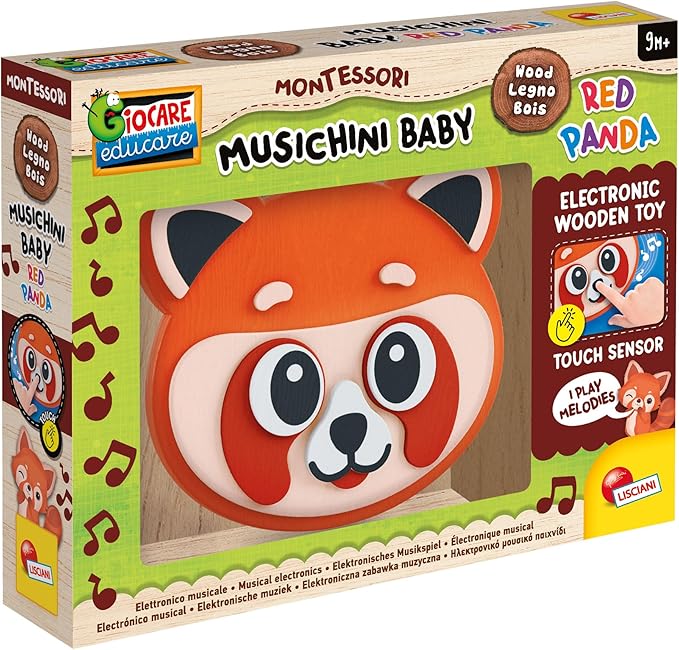 Lisciani Montessori Baby Wooden Musical Toy for Babies from 9 Months and Above – Musical and Luminous Learning – Electronic Toy – Promotes Sensory Discovery