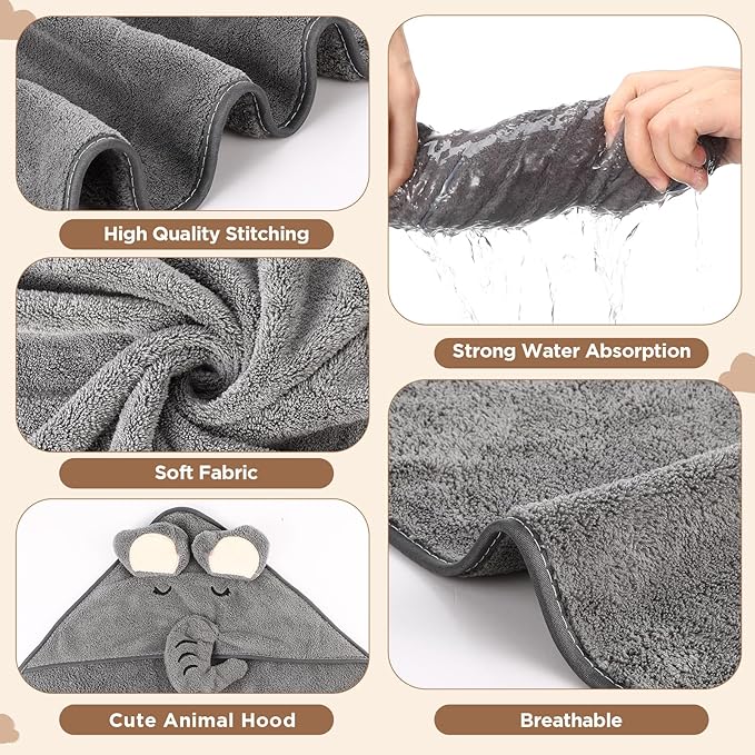 SmoothNovelty 6 Pack Baby Hooded Towels Infants and Toddlers Coral Fleece Baby Bath Towels 31.5 x 31.5 Inch Absorbent Cute Soft Newborn Bath Essentials Gifts for Boys & Girls(Multicolor,Classic)