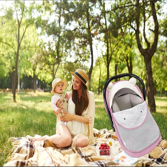 Car Seat Cover for Babies,Winter Baby Car Seat Cover Infant Carseat Cover for Boys & Girls - Keeps Baby Warm and Cozy,2 in 1 Universal Zipped Baby Carseat Cover Fit for All Season-Pink