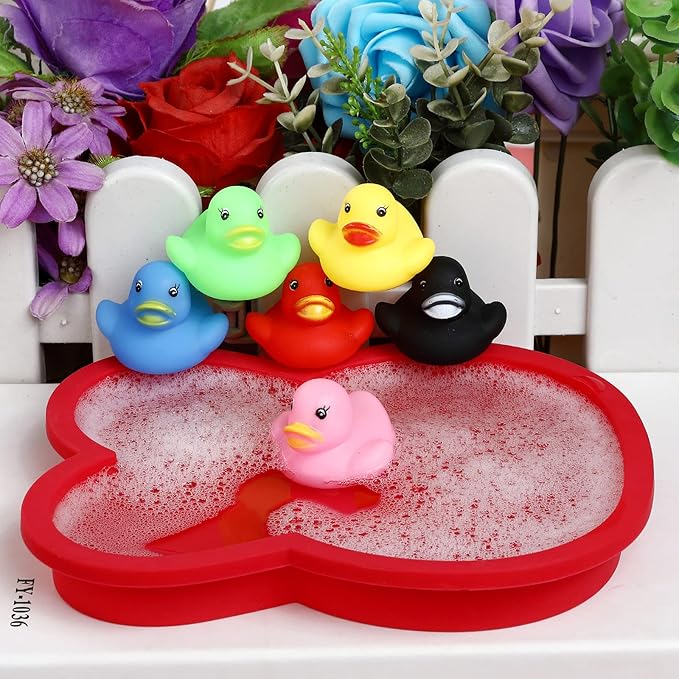 GADIEDIE50 Pack Multicolor Mini Rubber Ducky Float Ducks Baby Bath Toy, Great for Jeep Ducking, Shower, Birthday Party, Carnival Game Gift(1.6"x 1.5" x 1.2". 6 Colors)