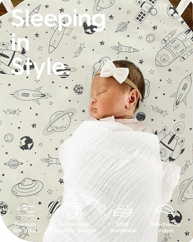 Crib Sheet for Boy Girl, Premium Soft Jersey Knit Fitted Crib Sheets, Safe and Snug, Durable, Stylish Crib Sheet, 28''x52''x9'' Extra Deep Pocket