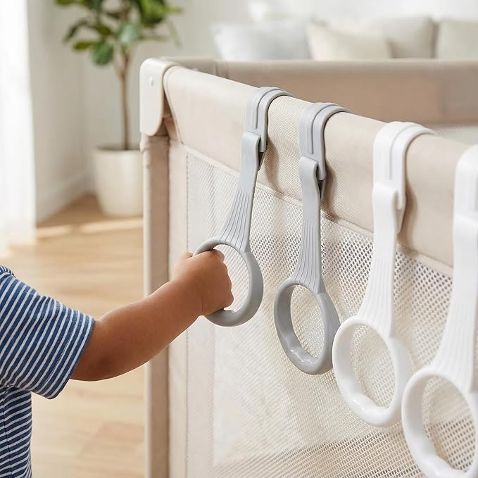 FAVOMOTO Baby Pull Up Rings: Portable Baby Walking Assistant — Infant Standing Pull Up Handles for Playpen Crib Bed, Standing Assist Tool for Infant Toddler Walking Training