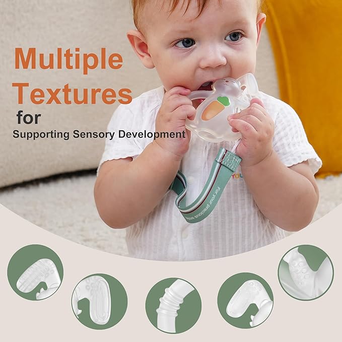 Smily Mia Baby Teething Toys |Sunny Bunny Easter Teether for3-6Months, Chew Toys |Baby Montessori Sensory Toys for 4,5,6Months, Teethers for Teething Relief, Easter Basket Stuffers & Essentials(White)