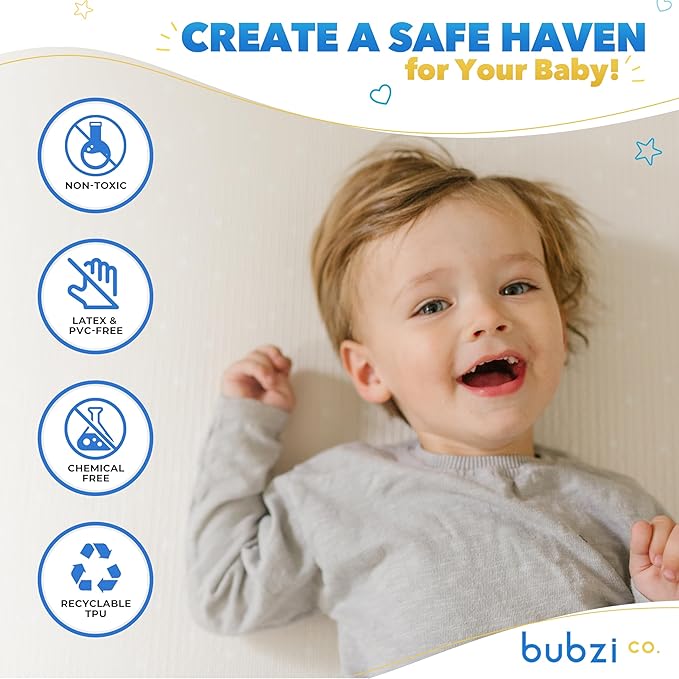Bubzi Co Non Toxic Large Baby Play Mat for Floor, Padded Tummy Time Mat for Babies Learning to Walk or Crawl, Thick Foam Nursery Playroom Rug 0 6 12 Months