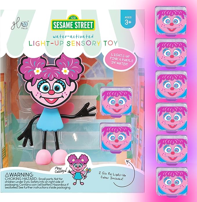 Glo Pals x Sesame Street Water-Activated Light-Up Cubes for Sensory Play (Abby Cadabby - Cubes with Character)