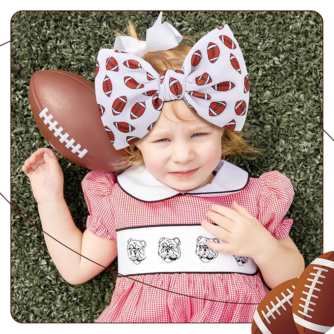 YanJie 7'' Baby Girls Headbands Football Sports Bow Wide Headbands Hairbands Game Day Sports Hair Accessories Gift for Newborn Infant Toddlers Kids