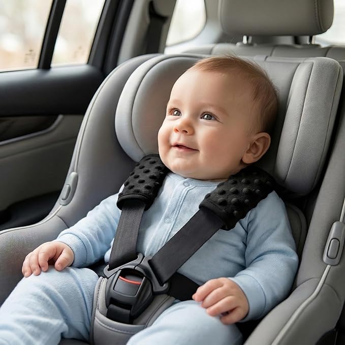 Pro Goleem Car Seat Strap Covers for Babies Unisex Soft Car Seat Strap Shoulder Pads for All Car Seats, Stroller, Pushcar, Small Size Designed for Newborn, Black