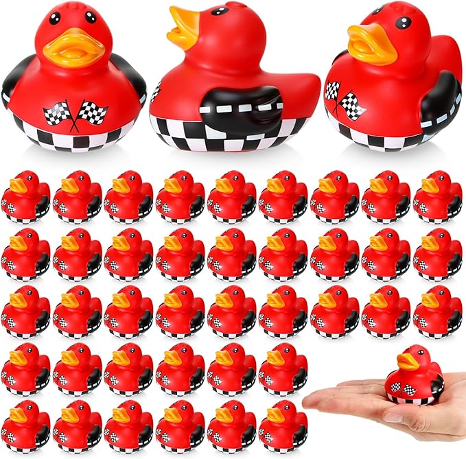 60 Pcs Race Car Party Favors - 2 Inch Rubber Duck in Bulk Mini Duckies for Ducking, Tiny Ducks for Kids Birthday Party Gifts Baby Shower Bath Time Piñata Fillers Gift Bag Stuffers
