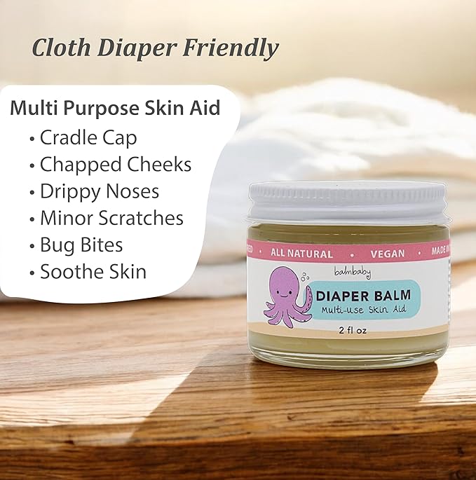 Diaper Balm by Balm Baby – Natural Diaper Rash Cream & Multipurpose Baby Skin Ointment with Calendula, Vegan - Soothing, Healing, Moisturizing – Newborn Cradle Cap (2-Pack)