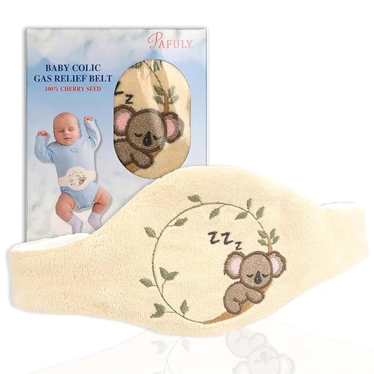 Baby Colic Gas and Upset Stomach Relief for Newborns-100% Cherry Seed-Heated Tummy Wrap-Colic Baby Swaddling Belt for Natural Relief–Soothing and Calming (Beige)