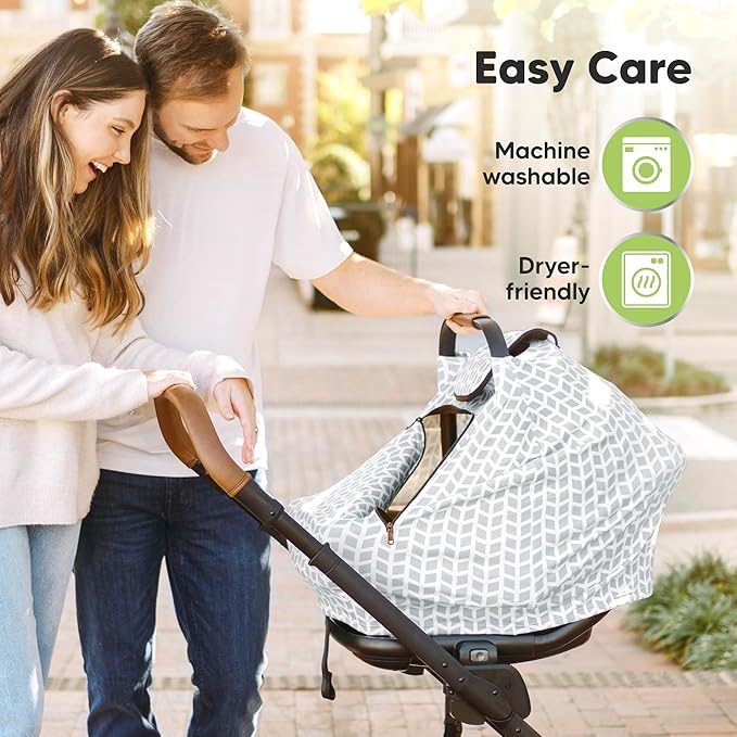 KeaBabies Winter Car Seat Cover Baby, Newborn - Universal Fit Infant Carseat Covers Baby Girl, Boy, Breathable, Lightweight Blanket, Easy to Use Stroller Canopy, Rain, Wind, Sun Shade (Maya)