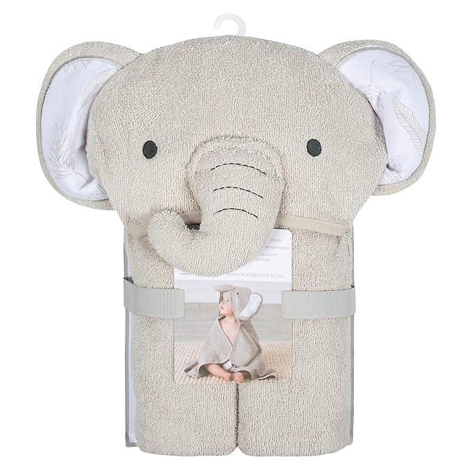 Just Born Boys and Girls Newborn Infant Baby Toddler Hooded Bath Towel, Elephant, One Size