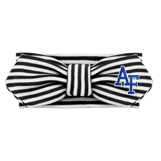 Creative Knitwear Air Force Falcons Infant Girls Black/White Striped Hair Knot Headband Embroidered Logo - Size Newborn - 4T