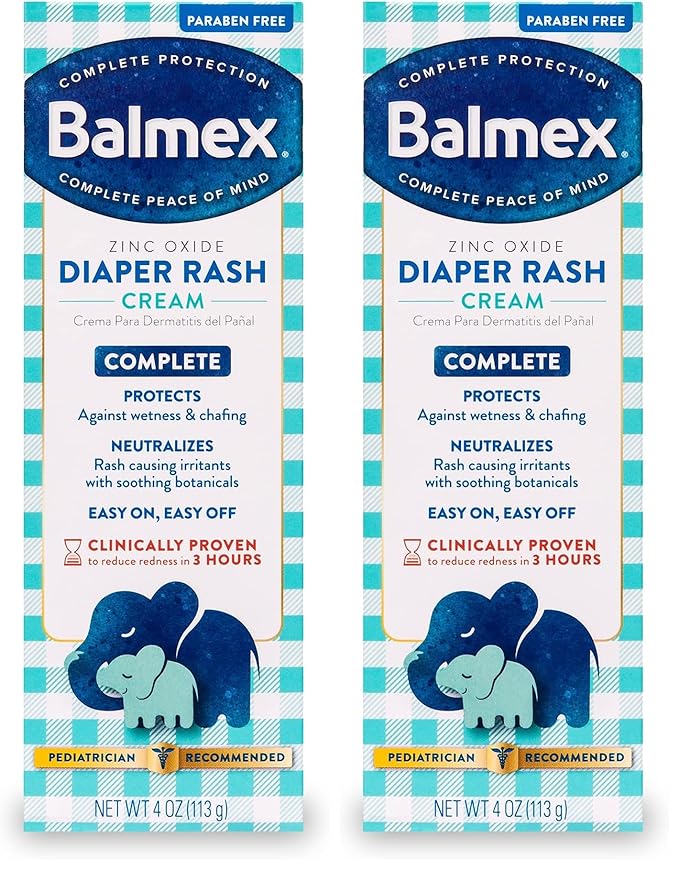 Balmex Complete Protection Baby Diaper Rash Cream with Zinc Oxide + Soothing Botanicals, 4 Ounce (Pack of 2)
