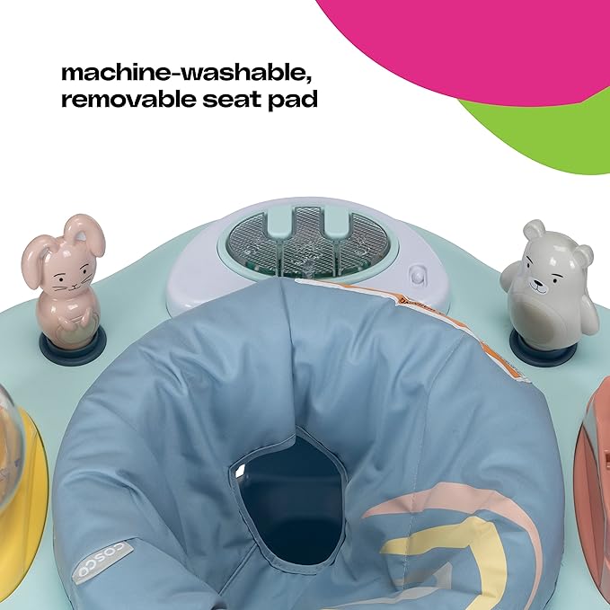 Cosco Play-in-Place Stationary Activity Center, 6 Engaging Toys and a 360° Rotating seat, 3-Position Height Adjustment Machine-Washable, Removable seat pad, Rainbow